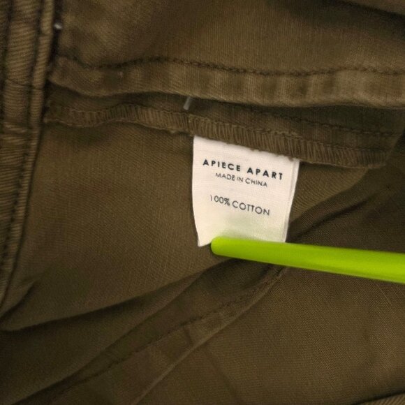Apiece Apart Merida Pants Size 14 Olive Cotton Relaxed Straight High Waist - Picture 12 of 13